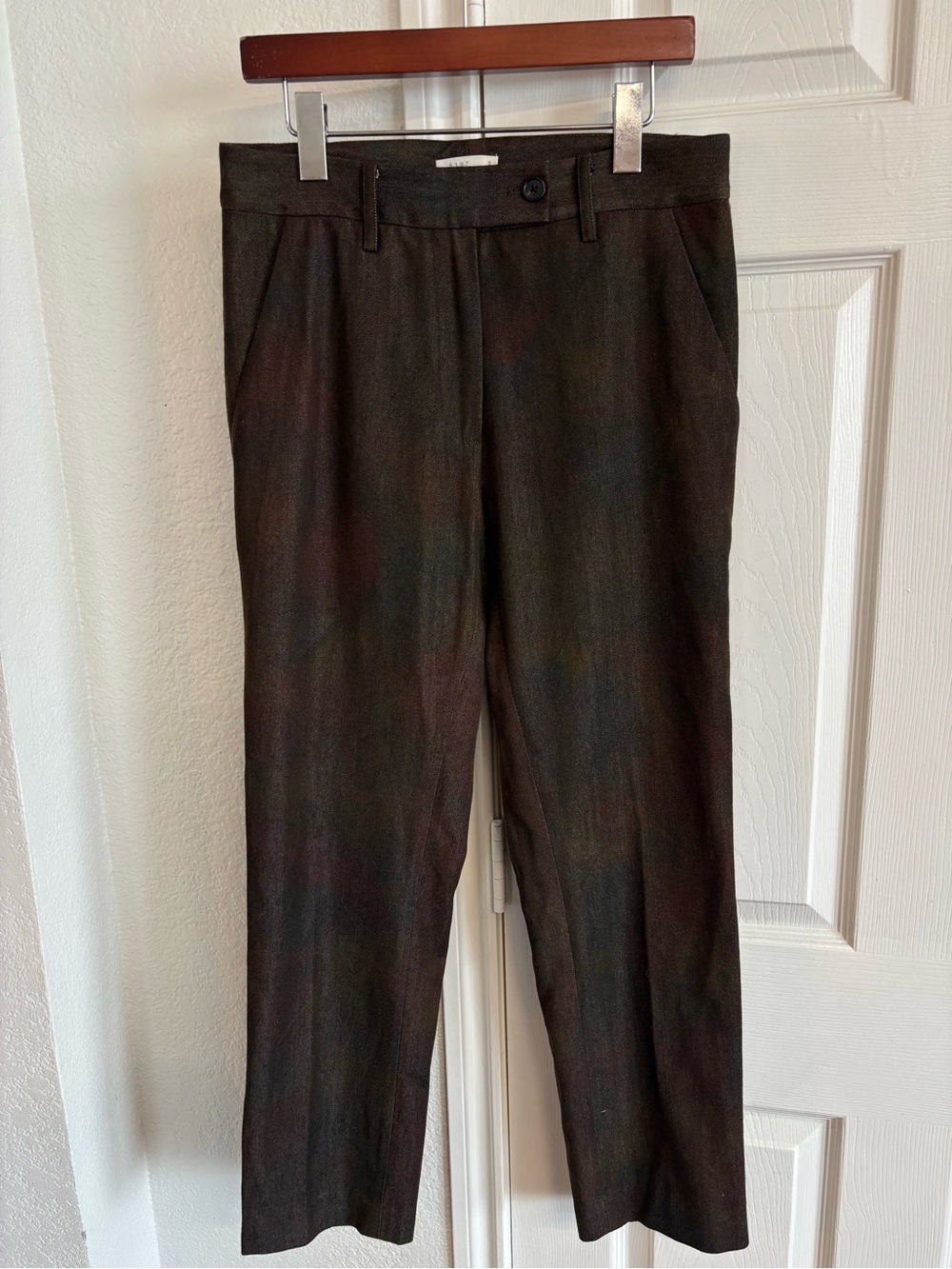 6397 Brown Wool Cotton‎ Blend Rainbow Trouser Size 0